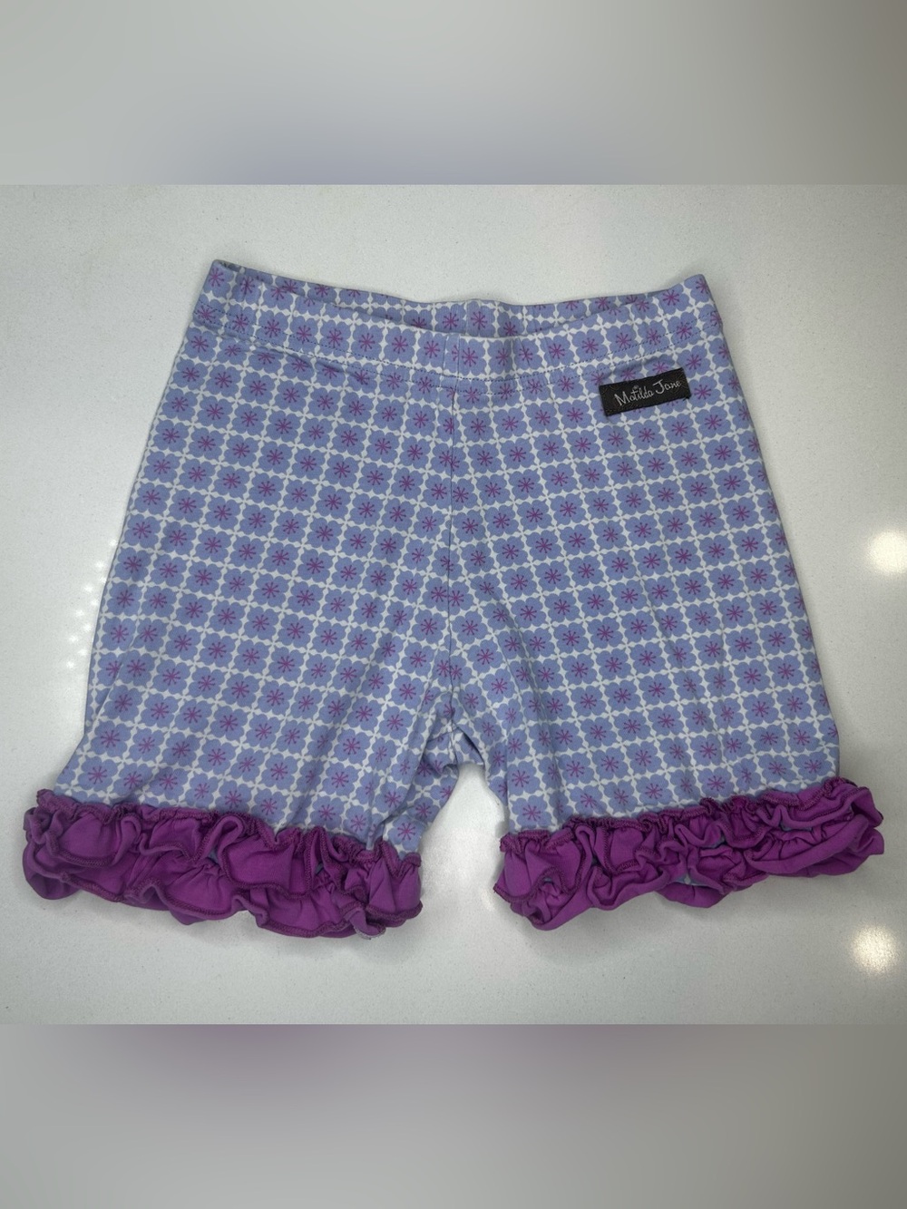 Matilda Jane Lavender Floral Ruffle stretchy Shorts size 8